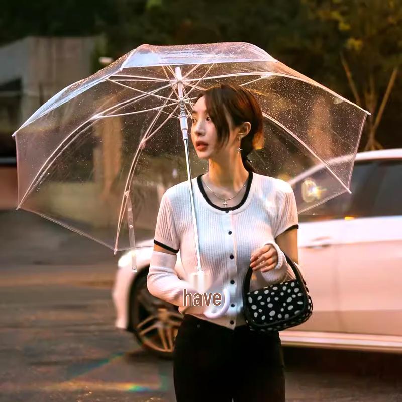 Свежий стиль белый прозрачный складной зонт