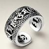 Retro Six-Character Mantra Men's Open Finger Ring