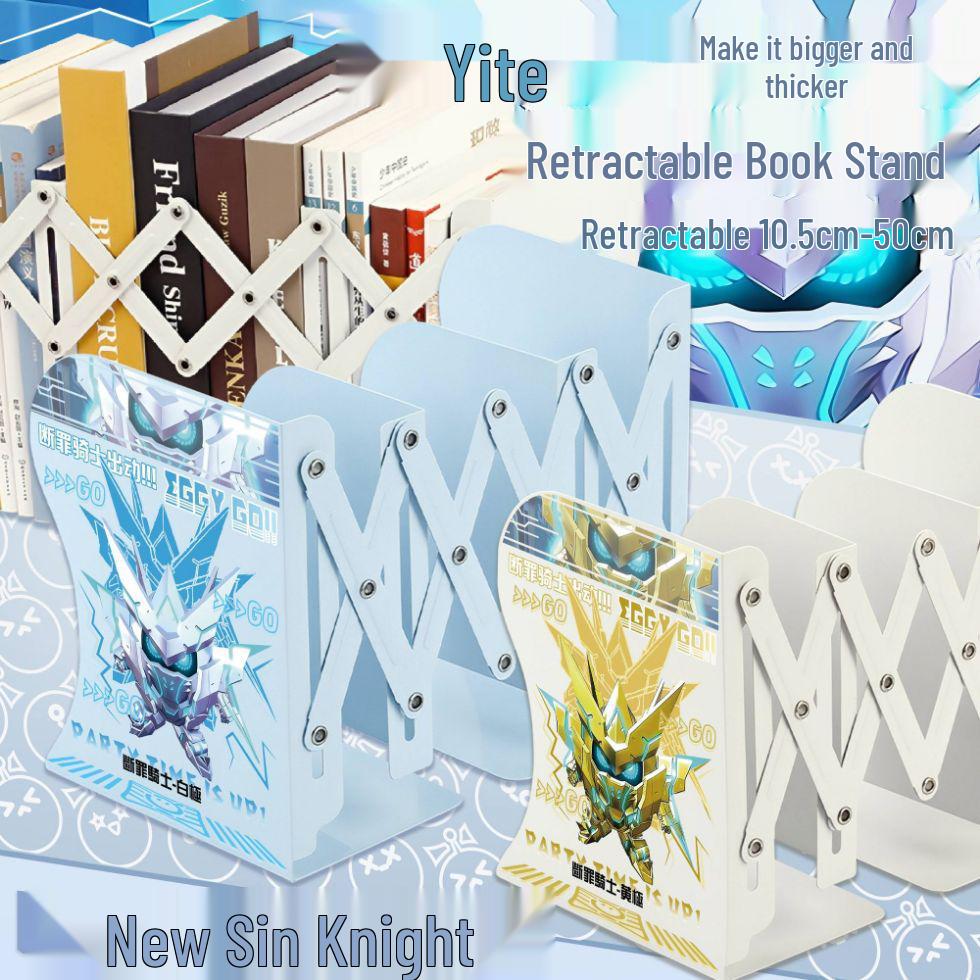 Eggy Party Knight of Judgment Desktop Organizer: Retractable Folding Bookshelf & Book Clip