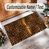 Leopard Theme Crystal Velvet Floor Rug Personalized Custom Name Text Warm Carpet Home Decoration