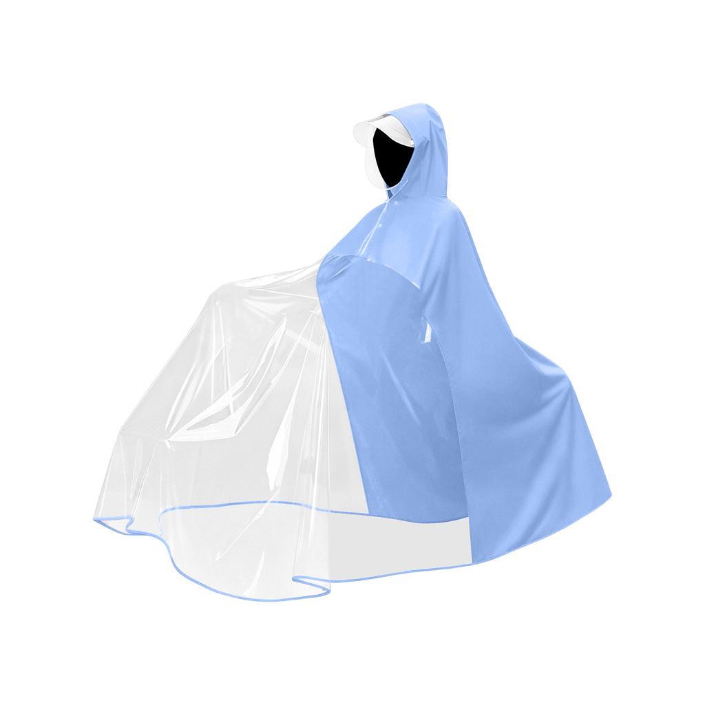 Full Body Electric Bike Raincoat for Parent and Child with Thickened Enlarged Rainproof Hood and Extended Front Panel for Storm Protection