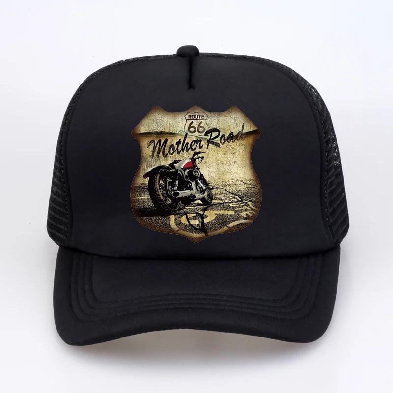 

ROUTE 66 Baseball Cap Spring Autumn Mesh Snapbac Hat For Women Unisex Breathable Trucker Hat summer adjustable hats
