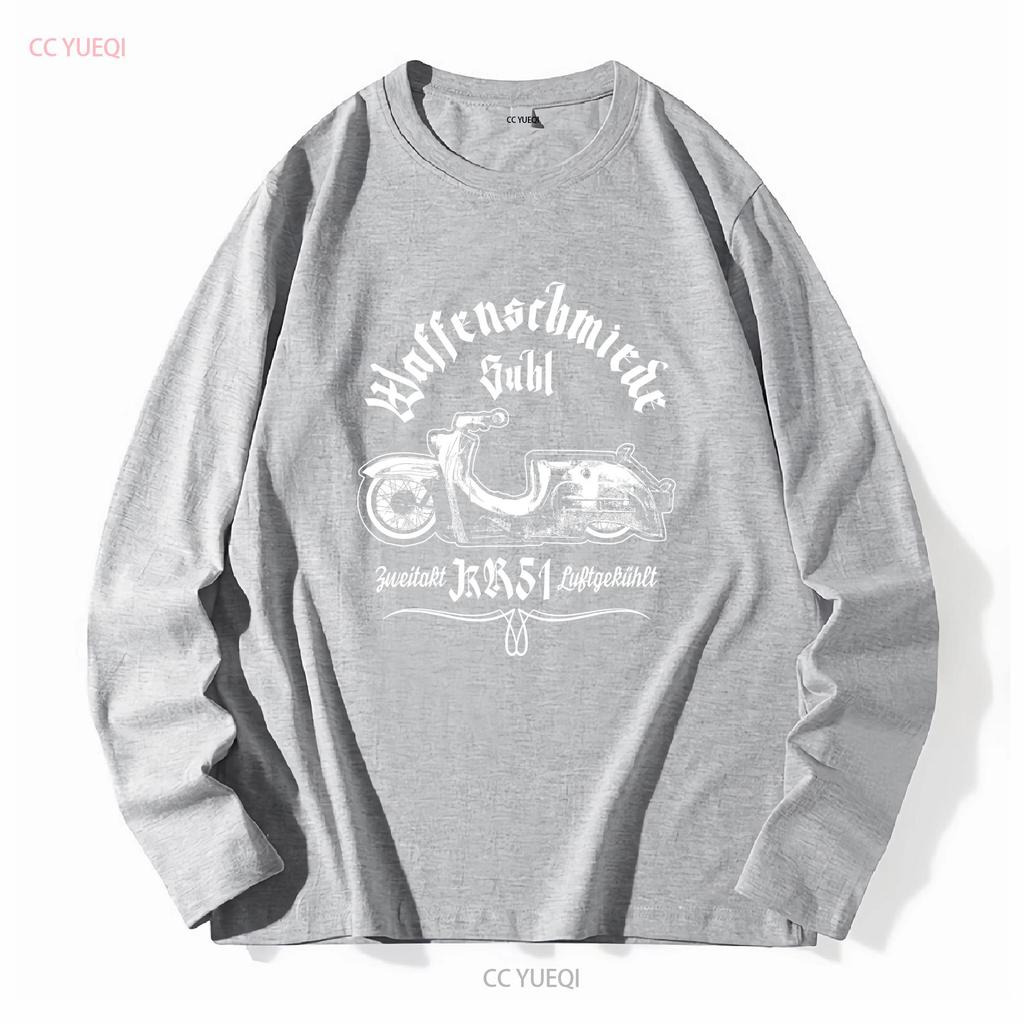 Büchsenmacher Suhl Schwalbe T-Shirt Braun KR51 Roller Moped Lustig Simson Star lang- oder kurzärmelig Vintage Gewaschene Mode Homme