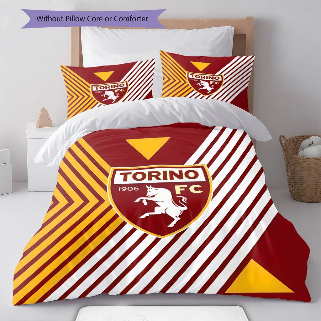 Torino F.C Bedding Quilt Set Quilt Cover Pillowcase Home Decoration Birthday Gift (1 * Duvet Cover + 2 * Pillowcase, Without Core)
