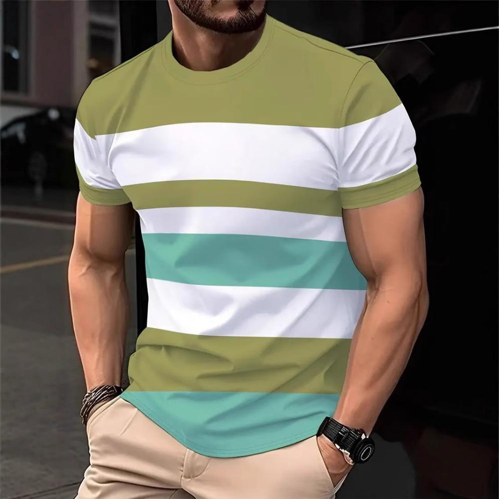 3D Striped Printed T-shirts for Men and Women, Casual Daily Sportswear, Fashionable Short-sleeved Fitness T-shirts, Summer Hip-hop