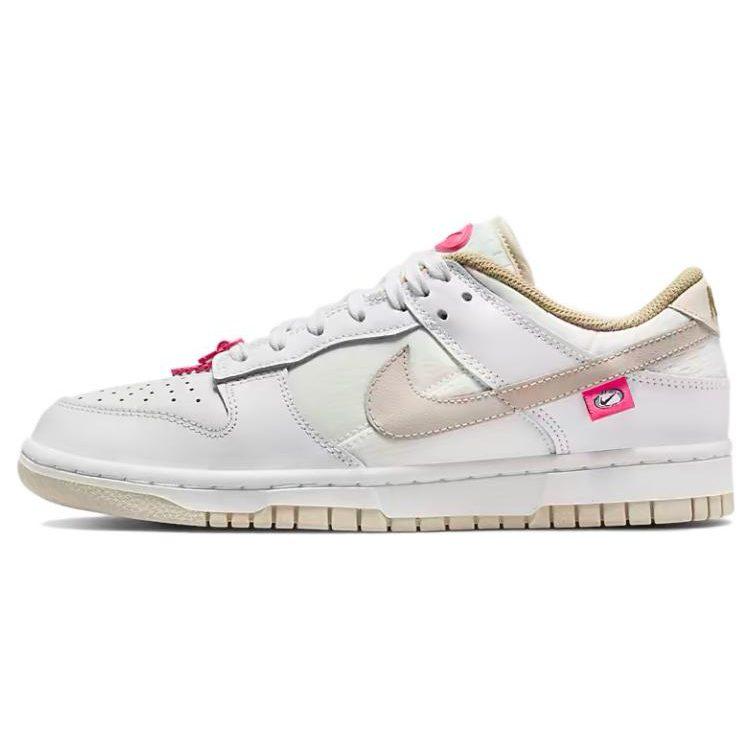 Nike Dunk Street Dance Collection Textile, Split Cow Leather Classic Low top Skateboard Shoes Women's White Pink DX6060-121