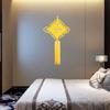 Handmade Yellow Tassel Chinese Knot Pendant for New Year: Fu Character Hanging Ornament for Entrance or Living Room, Available in Large and Small.