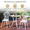 Zestaw mebli bistro 3 szt. aluminiowy meble ogrodowe stół jadalny krzesła antyczny siedzenie zewnętrzne taras biały