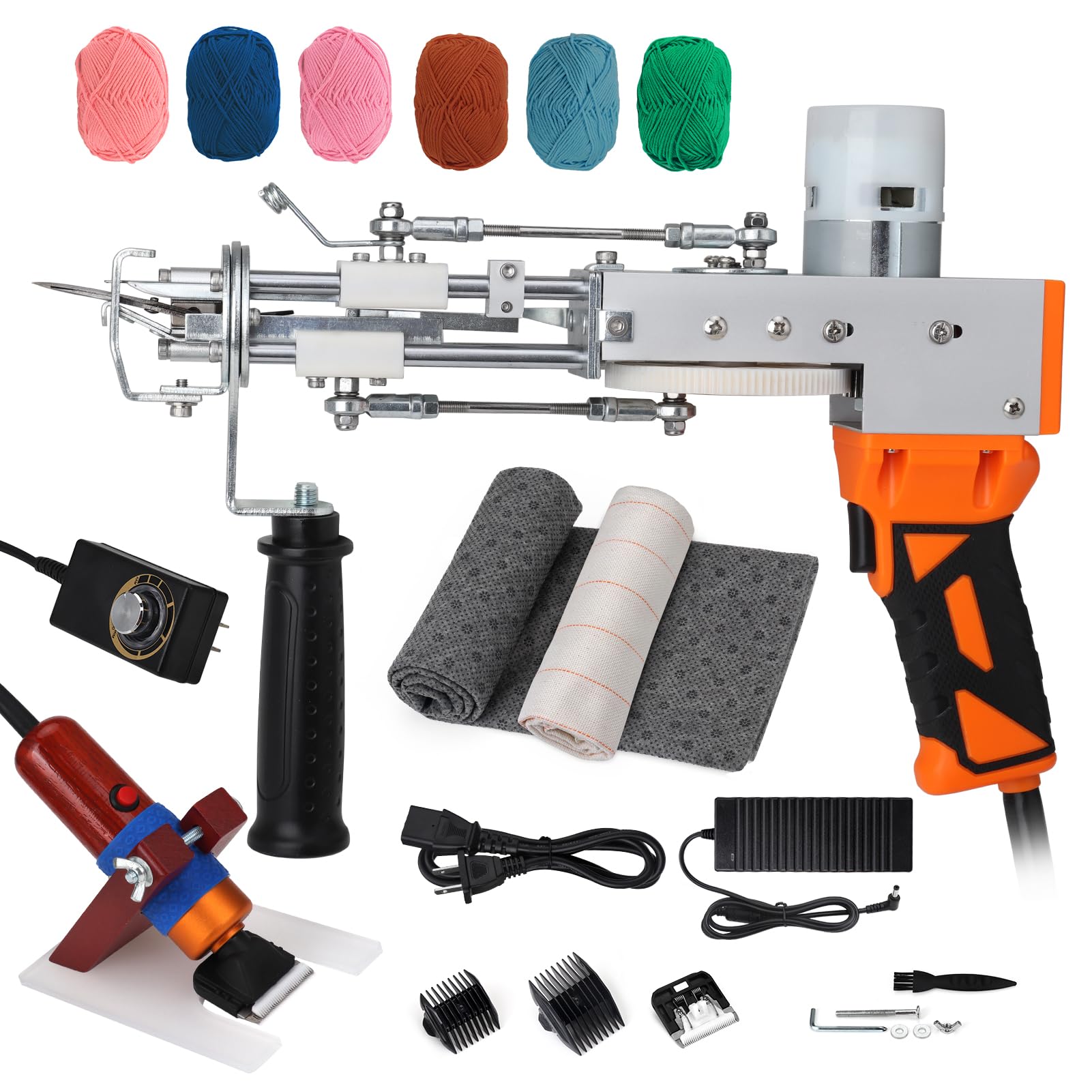 

JTVTW Тафтинговый пистолет Машина для вязания ковров с цифровым дисплеем и регулировкой скорости и триммер для ковров (оранжевый) оранжевый