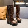 The New Shoes Are Versatile Thick-soled Height-increasing Thigh-high Boots and Retro Women's Slimming Knight Boots