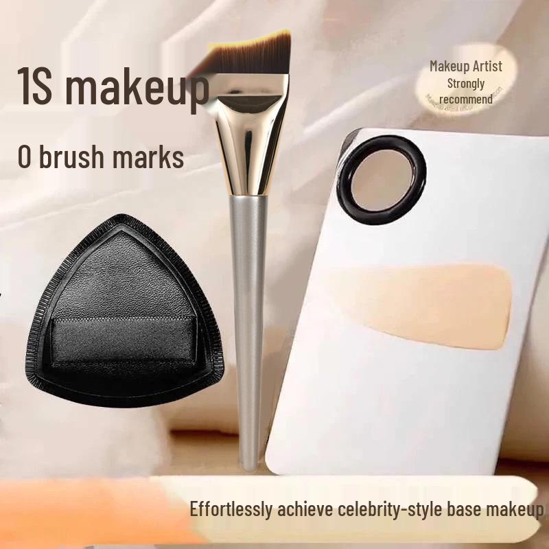 Ultra-Thin Flat Head Angled Foundation Brush - Streak-Free Makeup, Perfect for Beginners