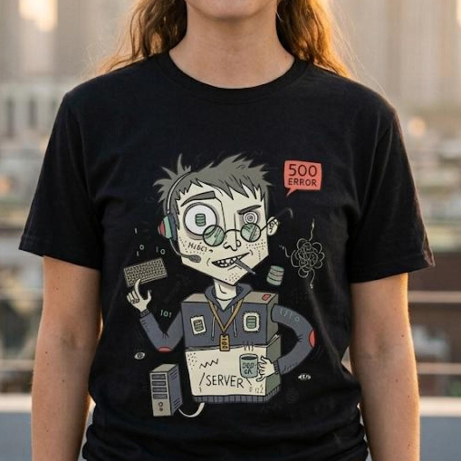 Backend Developer T-Shirt | Funny Server Error, API SQL Programmer Unisex Tee S