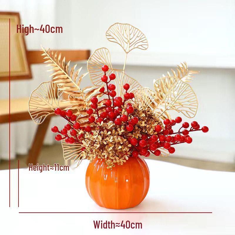 Red Persimmon Artificial Flower for Wedding, New Year, Living Room, Dining Table, TV Cabinet, and Housewarming Decor