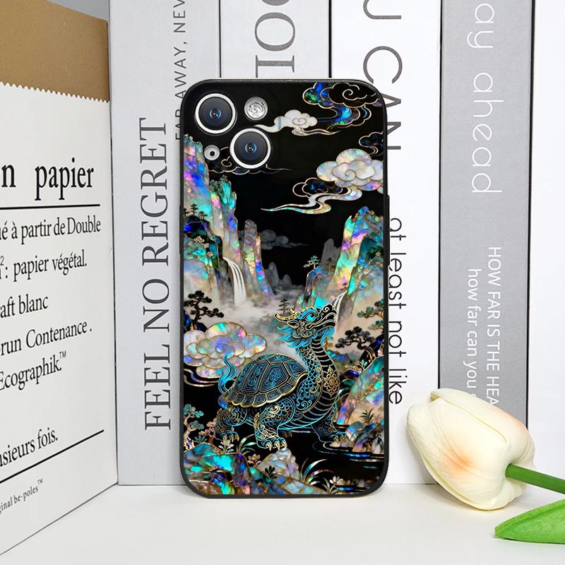 Chinese-style Dragon Leopard Marble Texture Printed Phone Case for iPhone 17 16 12 11 14 13 15 Pro Max Mini XS 7 Plus Soft Cover iPhone X