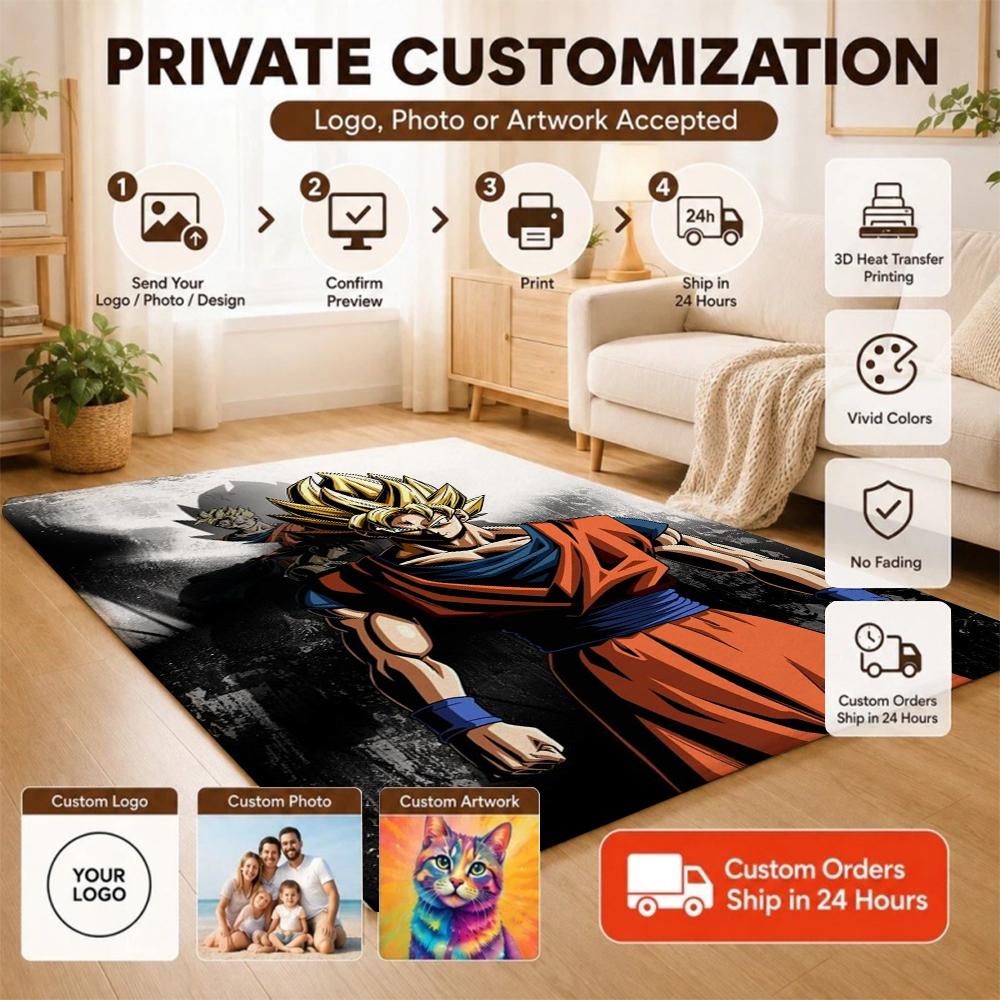 Super Saiyan Goku Patterned Rug Allseason Carpet For Kids Bedroom Play Area Home Decor Valentine'S Day Gift