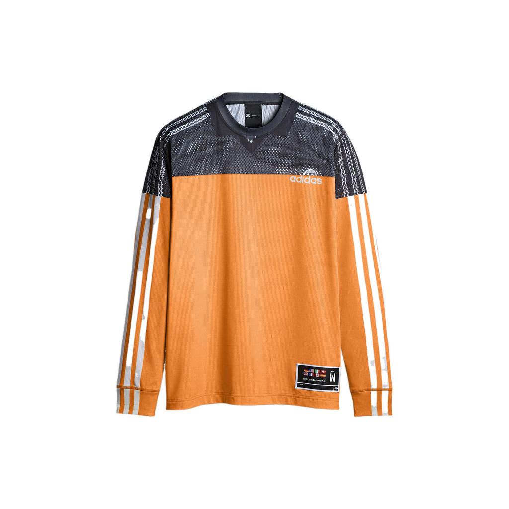 Adidas Originals X Alexander Wang Breathable Letter Print Stripe Splice Long Sleeve T-Shirt Men Tops Yellow DT9485
