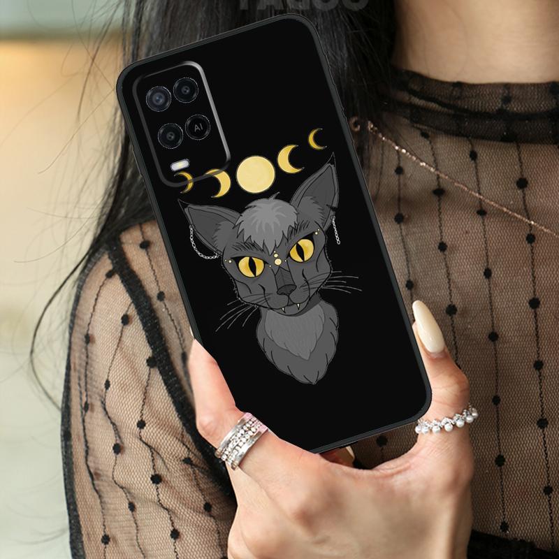 Witches Cat Moon Case For Oppo A78 A98 A18 A38 A58 A60 A80 A40 A96 A76 A16 A94 A74 A54 A15 A17 A57 A77 A5 Pro