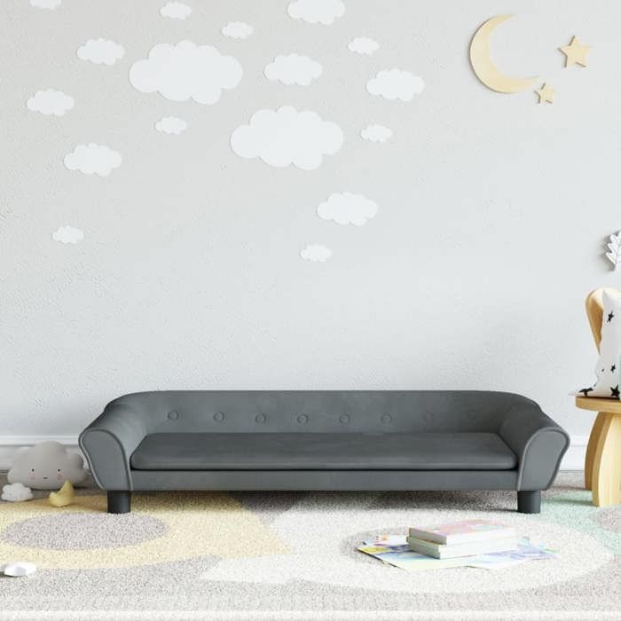 VidaXL Canapé pour enfants gris foncé 100x50x26 cm velours, mini canapé, mini canapé-chaise, mini canapé pour enfants, 3196395