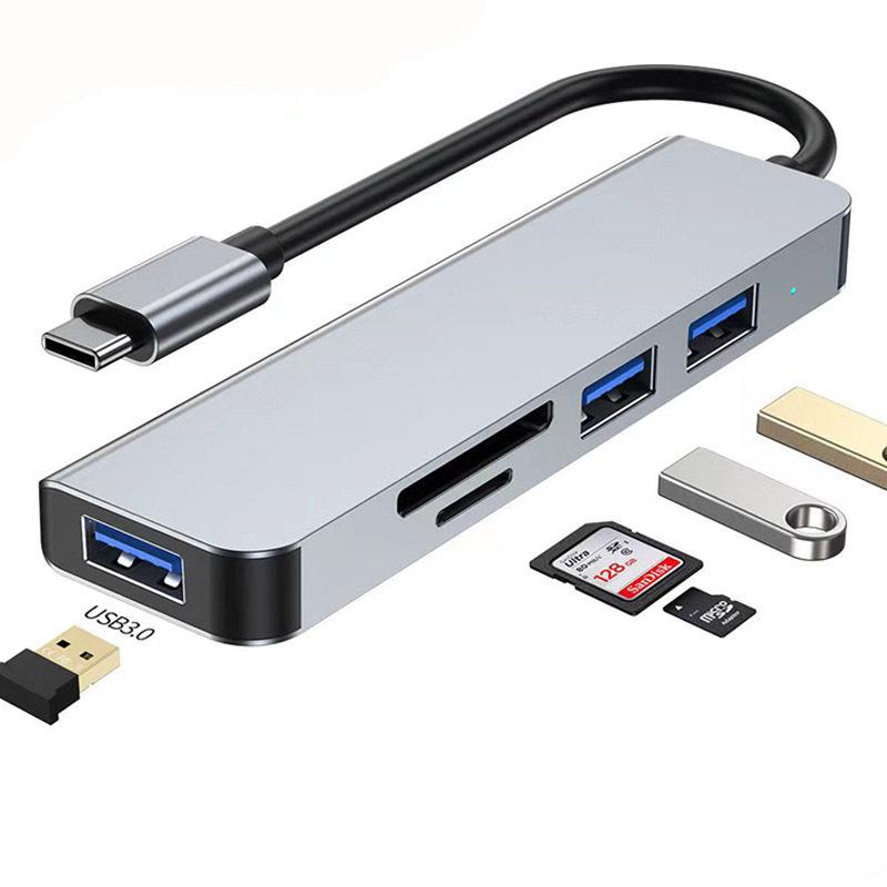 5 in 1 USB C Hub for Laptop with USB 3 0 Ports Card Reader HDMI Ethernet Adapter Multi Port Docking Station
