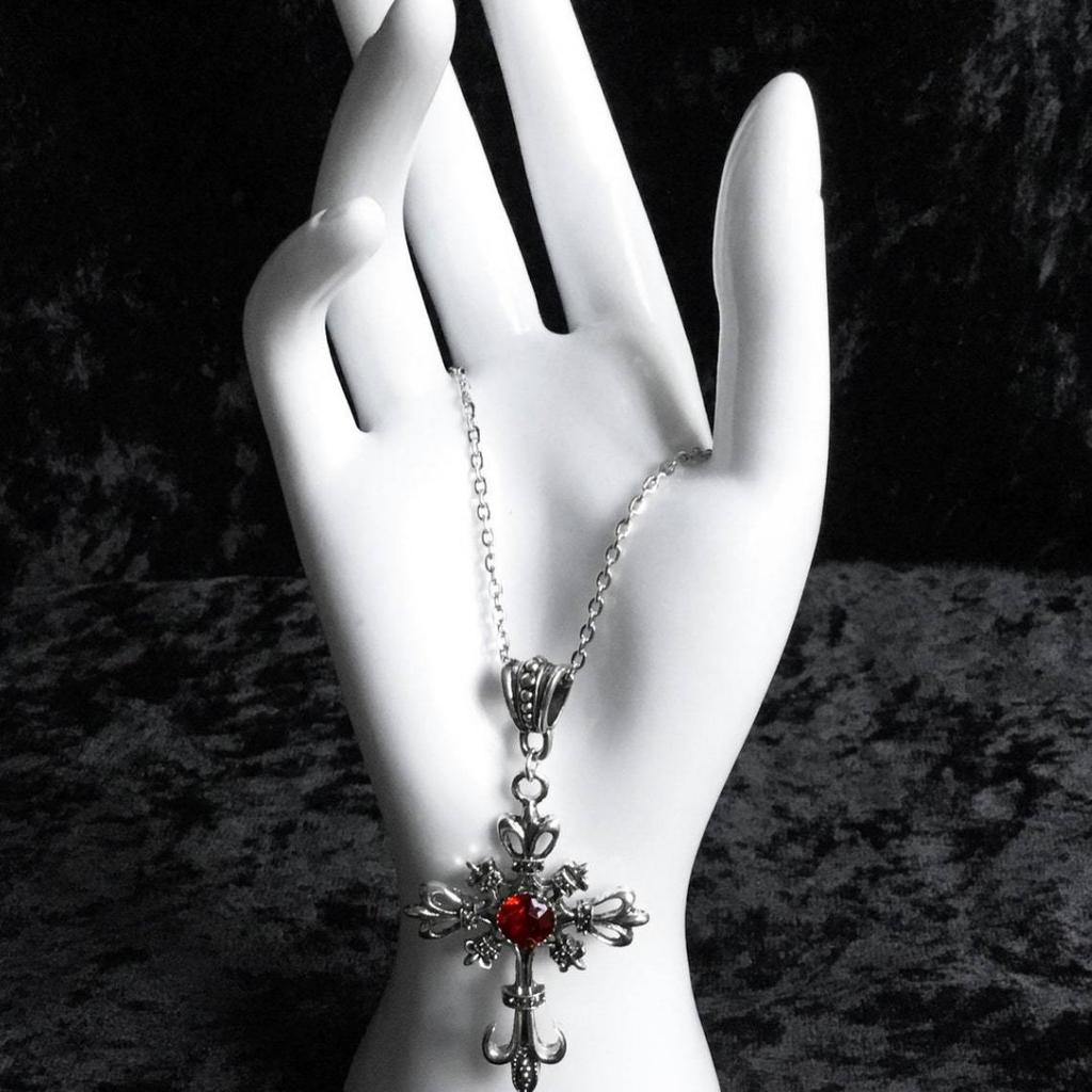 Large Gothic Cross Pendant Necklace Vintage Baroque Statement Jewelry for Women Men