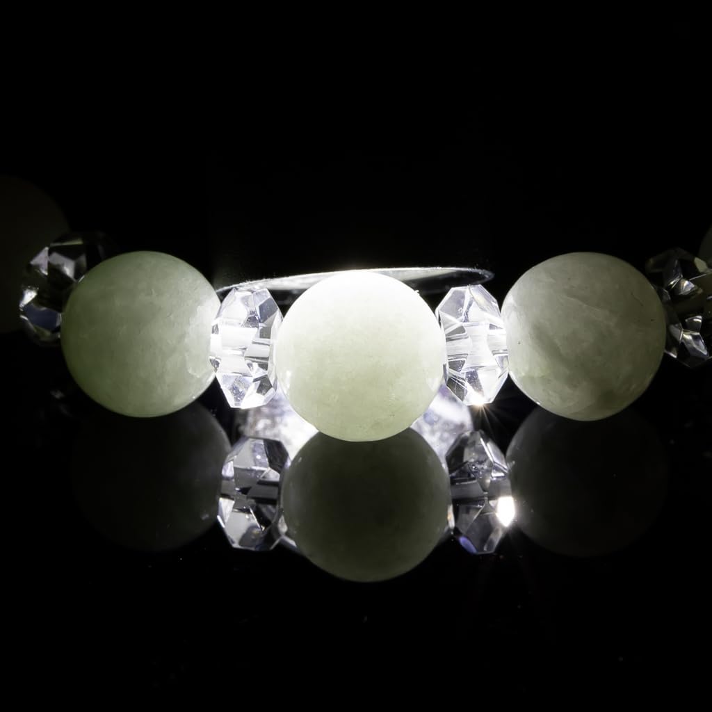 14cm Itoigawa Natural Jadeite White with Japanese National Jomon Power Stone Jadeite Workshop Special Paulownia Wood Quality Certificate ABR0877 (8mm