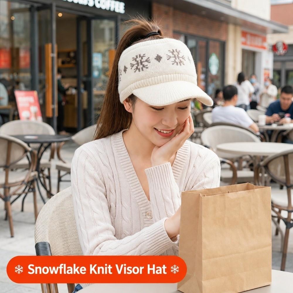 Snowflake Jacquard Empty Top Hat Thickened Beanie Hat Versatile Baseball Cap Cold Weather