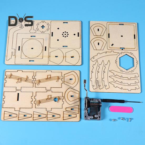 1 Set DIY Retro Gramophone Model Kit Handmade Wooden Puzzle Hand-cranked Phonograph Building Crafts Record Player STEM Project Kids Educational Toy