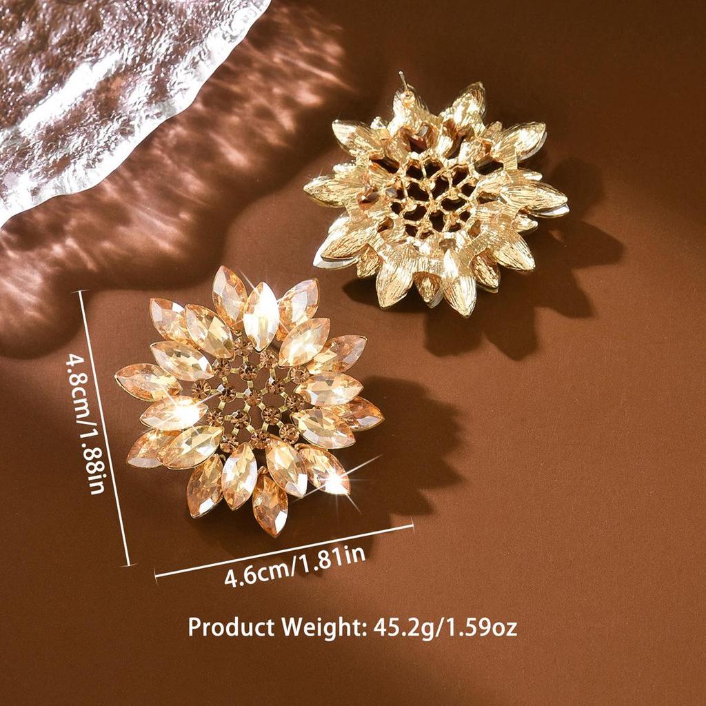Bestselling Colorful Crystal Sunflower Dangle Earrings - High-end European & American Evening Style