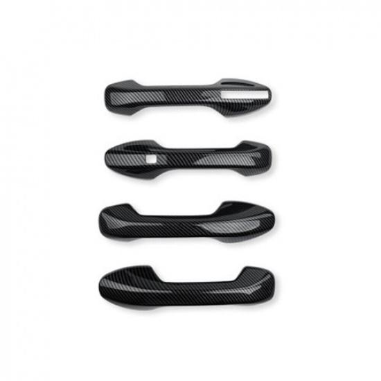 For Hyundai Palisade Manual Button Carbon Fiber ABS Outer Door Handle Cover Trim