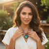 Handmade Wire Wrapped Turquoise Heart Pendant Oxidized Copper Jewelry Heart-Shaped Gemstone Pendant for Women