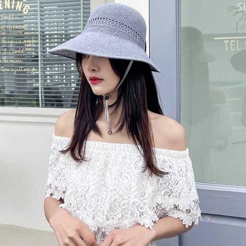 ЛЕТНЯЯ Повседневная Плетеная Шляпа-Ведро 7 Цветов CH810 Powder White