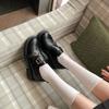 Height Increase Brock Engraved Women's Genuine Leather Velvet Small Leather Shoes Old Money Style Retro Versatile Single Shoes