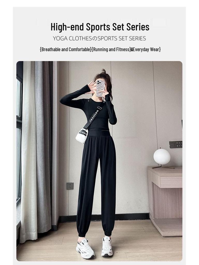 Women's Summer 2024 Casual Sportswear Set: Black Slimming Fitness Apparel for Running & Yoga