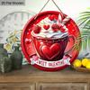 Sweet Valentine Red Coffee Cup Wooden Sign, Round Front Door Decor, Heart & Rose Wall Hanging - Ideal Romantic Gift for Valentine's Day