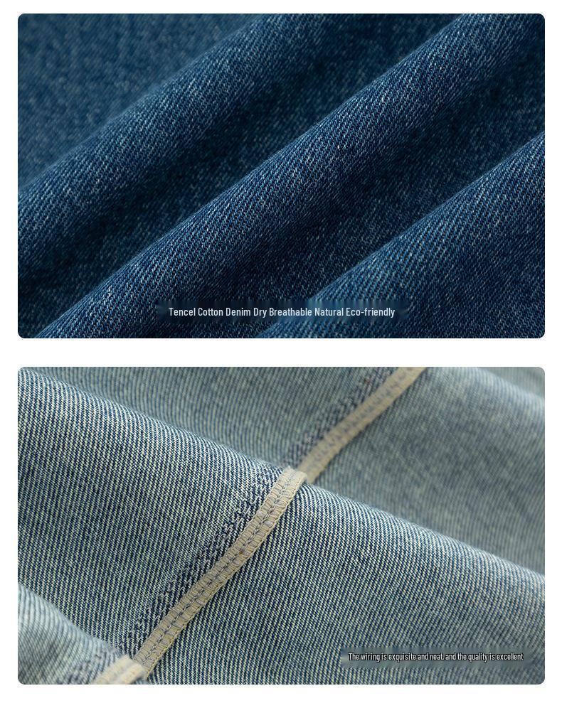 Xin Ge Suede Collar Denim Jacket - Washed Blue, Color Block, Slimming, Versatile Women's Top