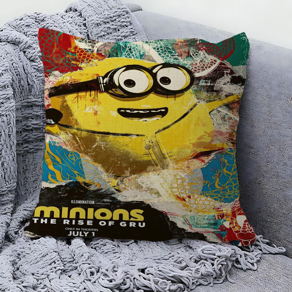 Almohada de Dibujos Animados-M-Minions Almohada de Anime Funda para Almohada de Sofá Cama Cabecero Funda para Cojín 45x45 Cm Moda