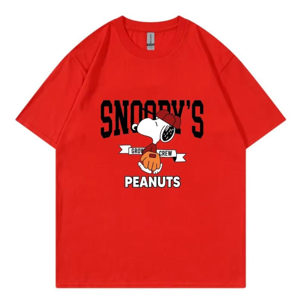Snoopy Peanuts Pink Unisex Women Tshirt Summer Short Sleeve Cotton Unisex Tee Shirt Tops Cartoon Anime Fashion Clothes Tops