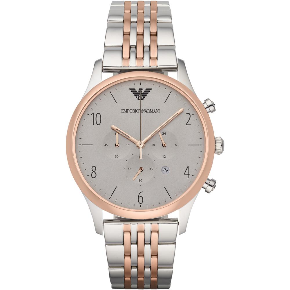 

Emporio Armani Chrono Grey Bicolor rose Metal Men s Quartz Chronograph Watch AR1864 серый