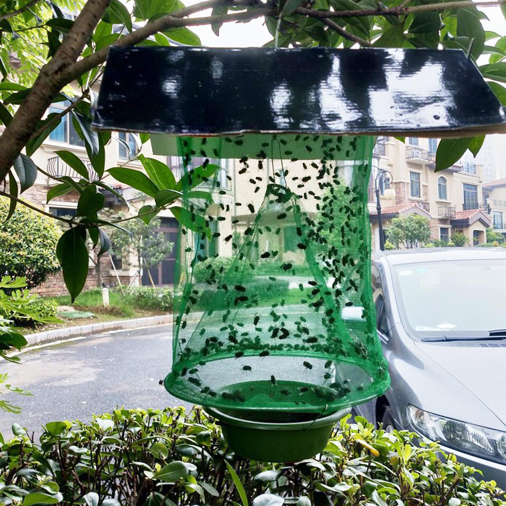 Fly Trap with Bait Tray Fly Cage Fly Catcher Reusable for Indoor Outdoor Restaurants Backyard