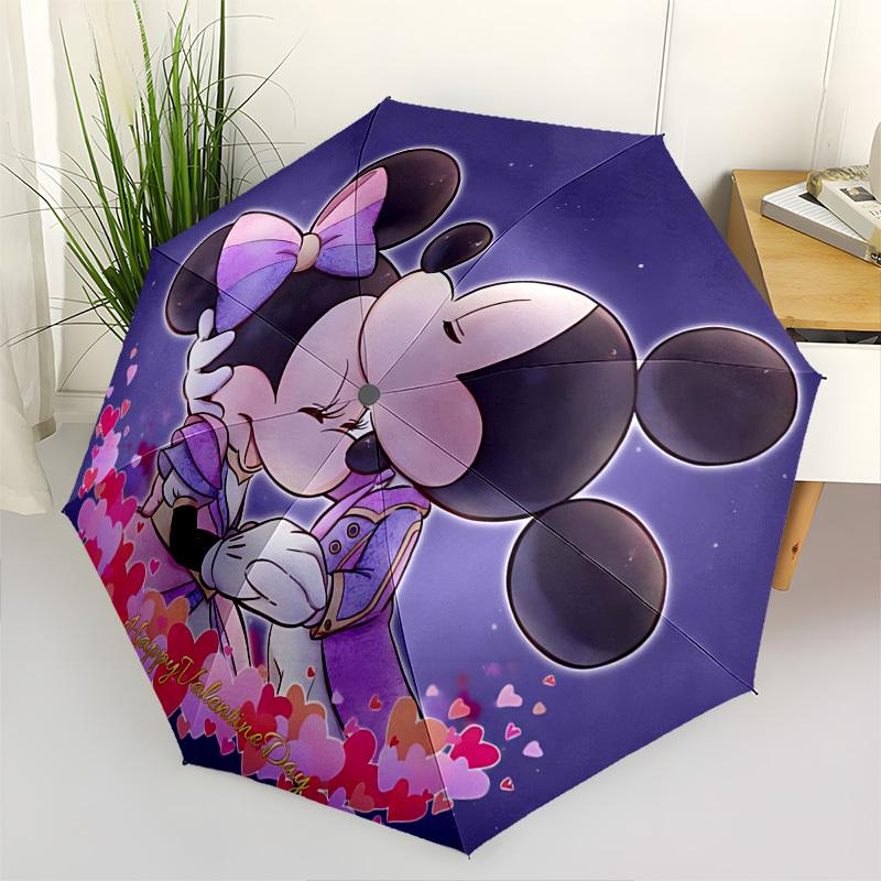 

Mickey Mouse, Valentine s Day Themed Automatic Opening and Closing Umbrella, Brightly Colored 8-rib Portable Umbrella, Suitable for Men and