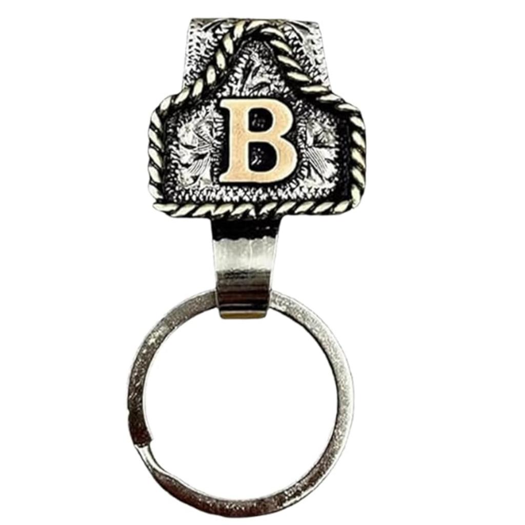 Western Cowboy Letter Keychain, Vintage Handmade Letter  Initial Keychain Clip, Personality Metal Key Chain For Belt