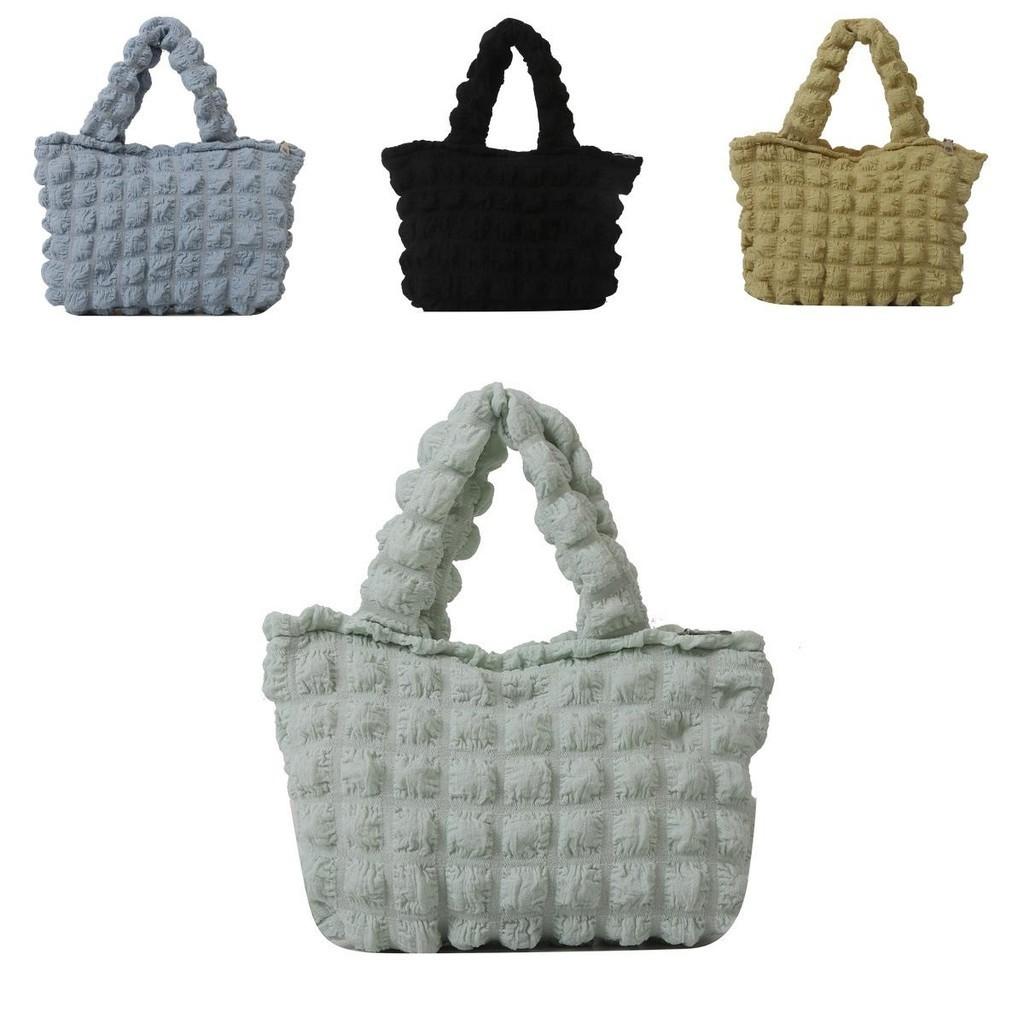 Chic Korean Style Cloud Bag For Girls Fashionable Checkered Handbag In Trendy Colors