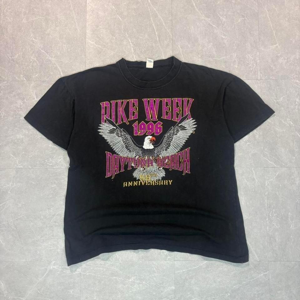 1996 Daytona Beach Bike Week - black and purple cotton tee biker Unisex T-Shirt S