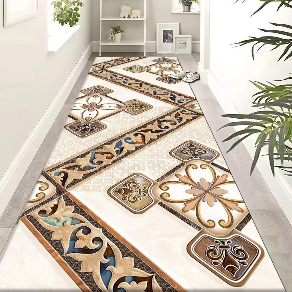 Light Luxury Style Long Carpet Household Absorbent Non-slip Floor Mat Dirt Resistant Geometric Floor Mat Decoration