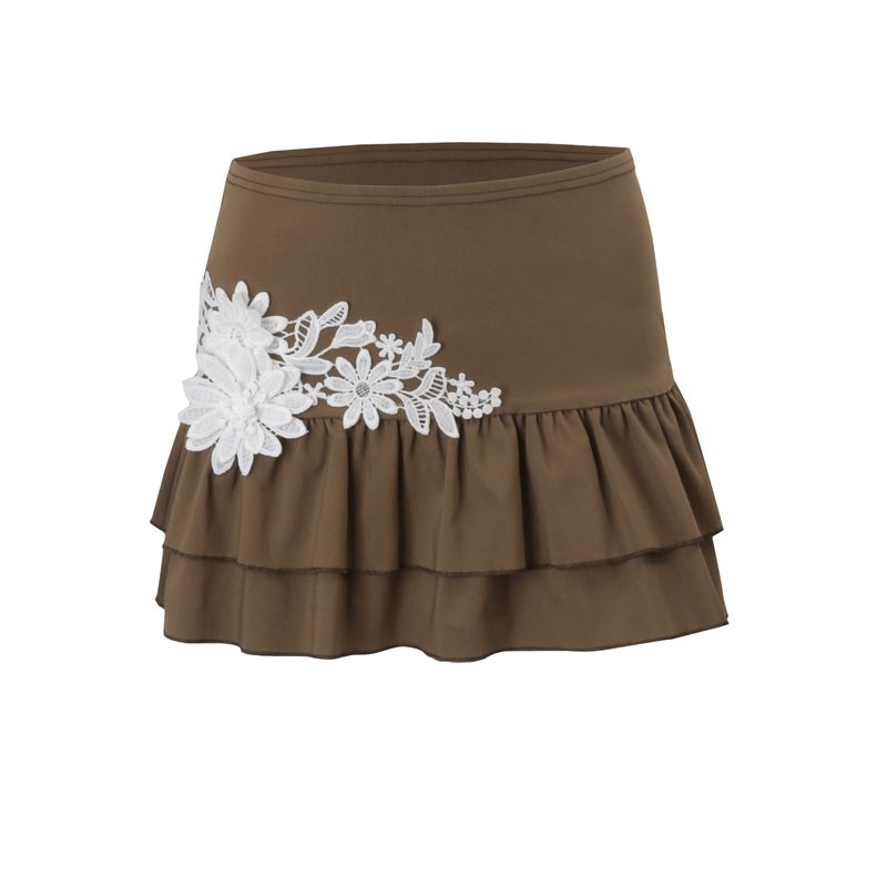 

Французский стиль Чистое Желание Сладкий и Острый Стиль Трехмерная Кружевная Вышивка Топ-Бандо Жилет Ретро Завышенная Талия Приталенный А-силуэт Короткое платье Комплект Женский Brown overskirt S