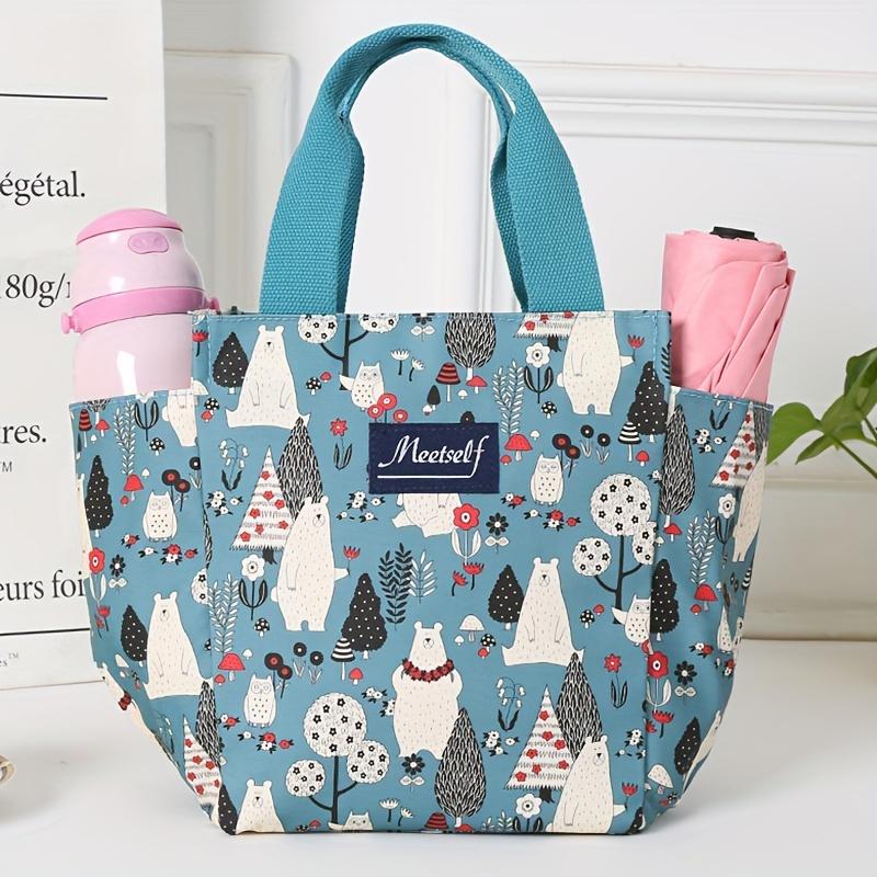 1 Stück Wiederverwendbare Einkaufstasche, Modische Tragbare Isolierte Lunch-Tragetasche, Wiederverwendbare und Waschbare Thermische Bento-Tasche