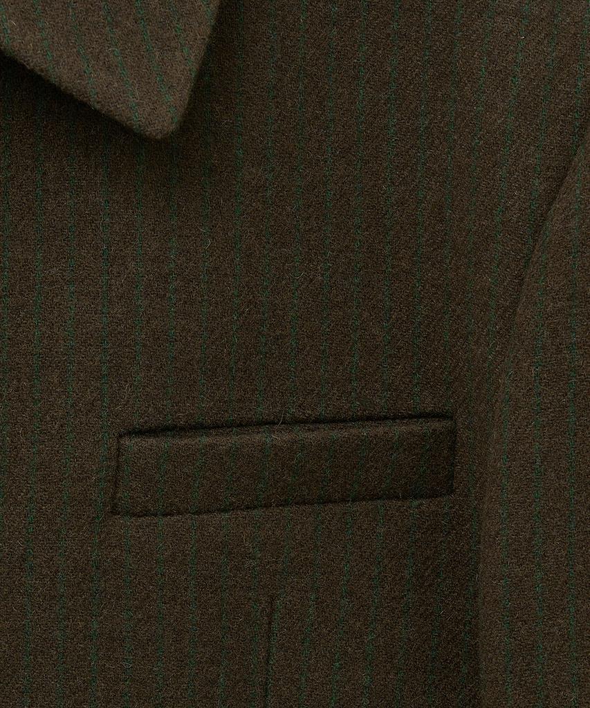 Noirer Heavy Wool Striped Crop Jacket (Brown Stripe)