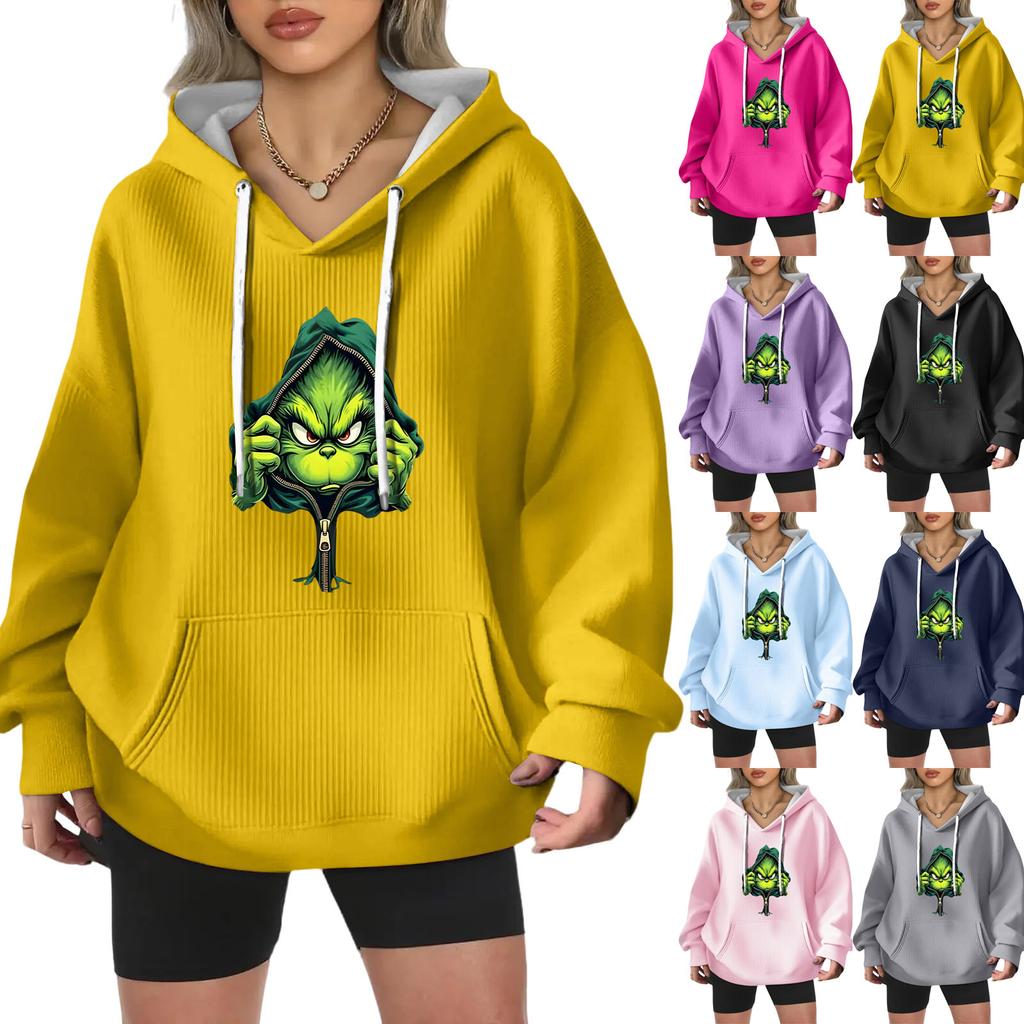 Women's Fashion Casual Christmas Angel Print Pullover Long-Sleeve Sweatshirt