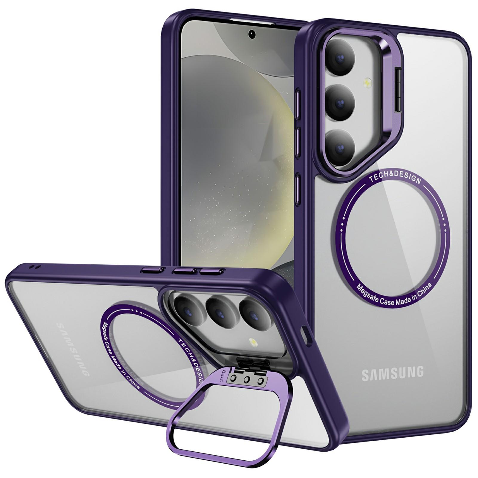 

For Samsung Galaxy S24+ Case Kickstand Clear Phone Back Cover Magnetic Case E