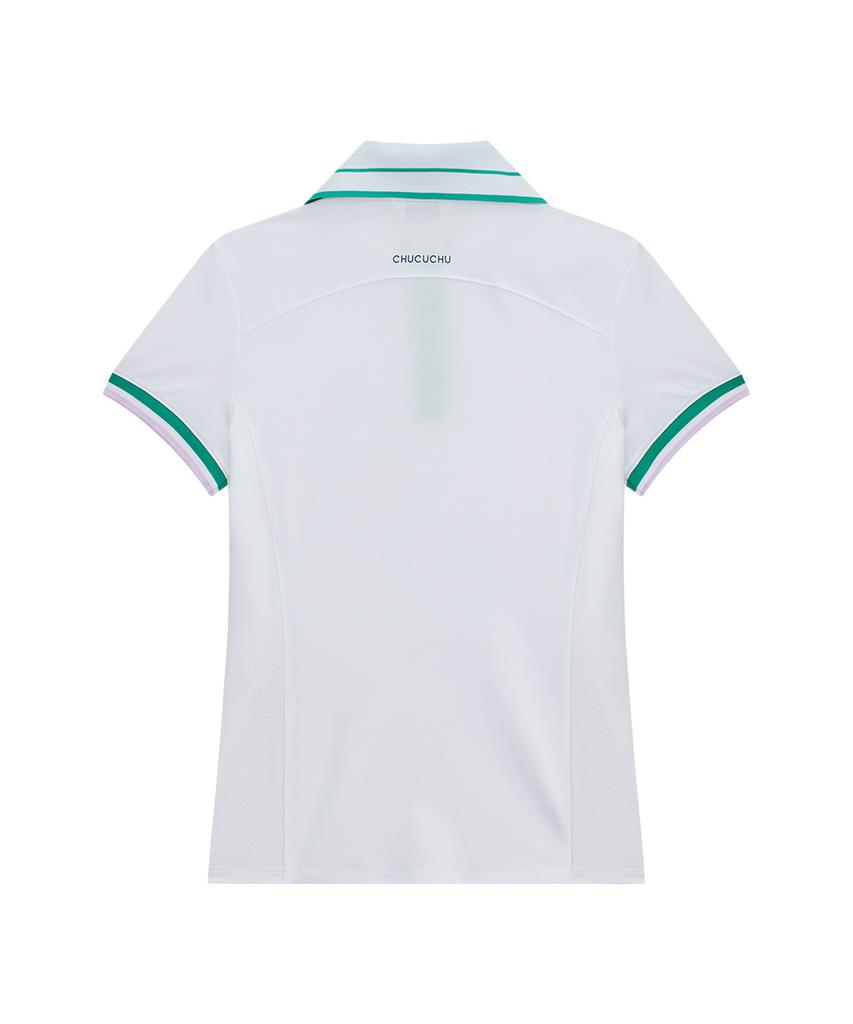 CHUCUCHU Cooling Wing Collar Short Sleeve Top (White) Cbfss-Ts005W